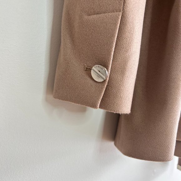 Ted Baker Rytaa Light Pink Short Belted Wool Pea Coat sz 3 - Picture 8 of 11